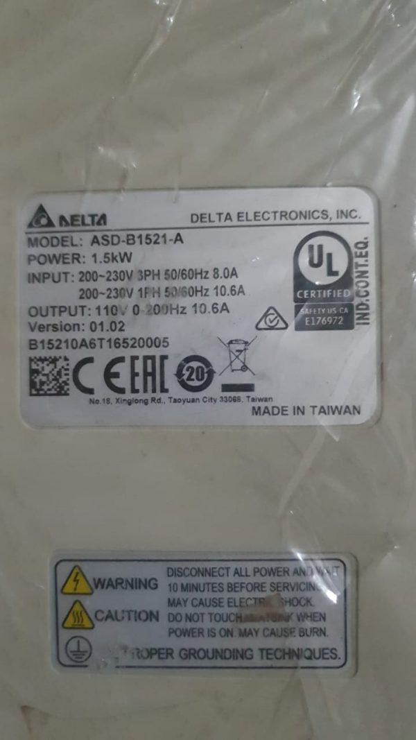 DELTA Servo Drive ASD-B1521-A 1.5KW 200-230V - Image 2